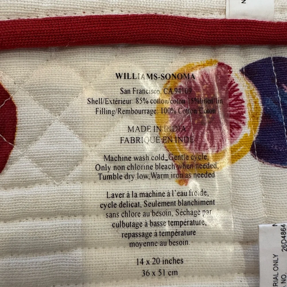 NWT - Williams Sonoma Citrus Burst Quilted Placemat